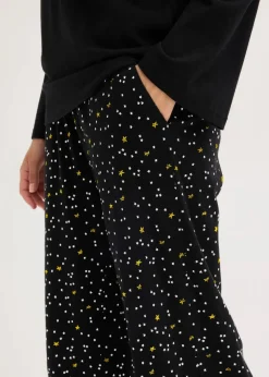 bonprix Wäsche·Nachtwäsche|Nachtwäsche^Pyjama aus reiner Baumwolle mit Glitzerdruck schwarz