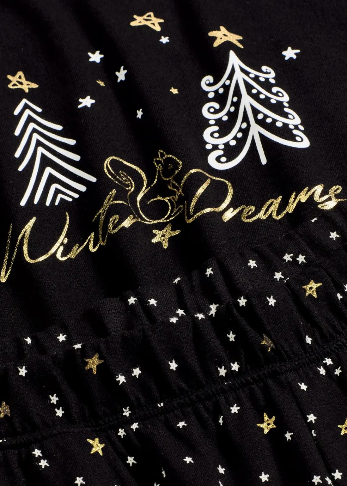 bonprix Wäsche·Nachtwäsche|Nachtwäsche^Pyjama aus reiner Baumwolle mit Glitzerdruck schwarz