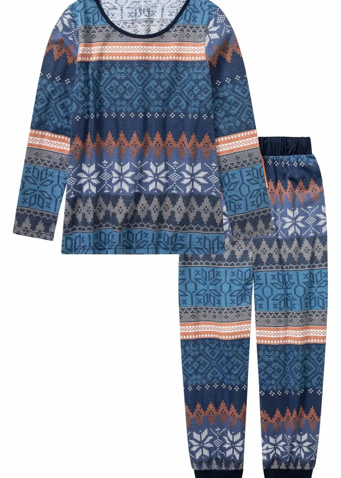 bonprix Wäsche·Nachtwäsche|Nachhaltigere Materialien^Pyjama aus reiner Bio-Baumwolle dunkelblau gemustert
