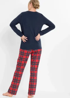bonprix Wäsche·Nachtwäsche|Nachhaltigere Materialien^Pyjama aus reiner Bio-Baumwolle dunkelblau kariert