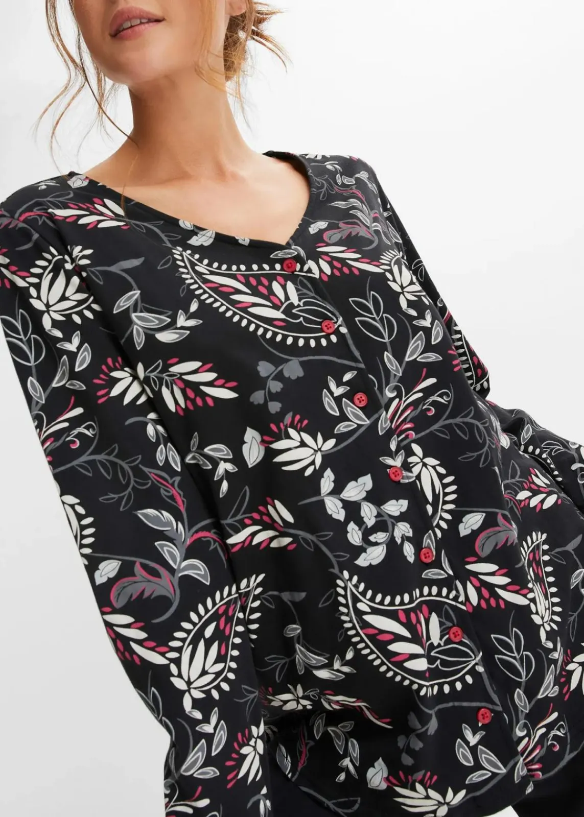 bonprix Wäsche·Nachtwäsche|Nachhaltigere Materialien^Pyjama aus reiner Bio-Baumwolle schwarz/grau gemustert