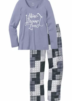 bonprix Nachtwäsche|Wäsche·Nachtwäsche^Pyjama aus reiner Bio-Baumwolle mattblau bedruckt