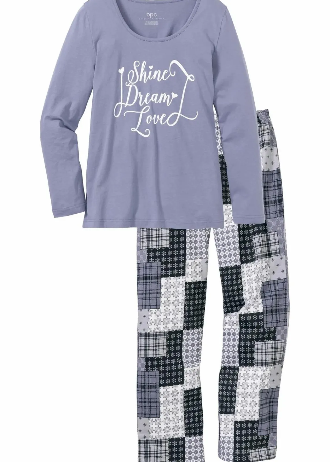 bonprix Nachtwäsche|Wäsche·Nachtwäsche^Pyjama aus reiner Bio-Baumwolle mattblau bedruckt