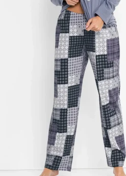 bonprix Nachtwäsche|Wäsche·Nachtwäsche^Pyjama aus reiner Bio-Baumwolle mattblau bedruckt