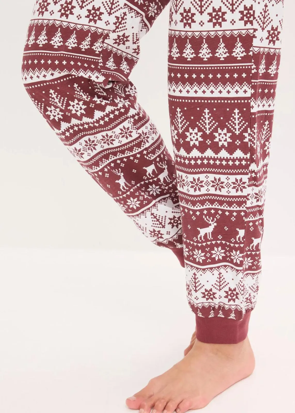 bonprix Nachhaltigere Materialien|Nachtwäsche^Pyjama aus reiner Bio-Baumwolle ahornrot/weiß