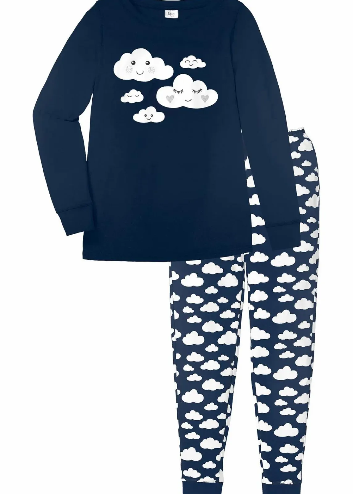 bonprix Wäsche·Nachtwäsche|Nachhaltigere Materialien^Pyjama aus reiner Bio-Baumwolle dunkelblau bedruckt