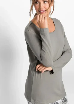 bonprix Wäsche·Nachtwäsche|Nachhaltigere Materialien^Pyjama aus reiner Bio-Baumwolle grau/weiß bedruckt