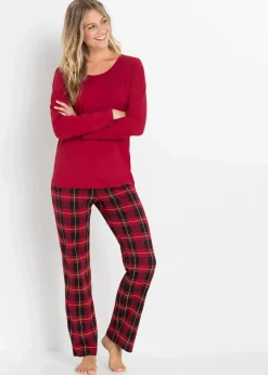 bonprix Nachhaltigere Materialien|Nachtwäsche^Pyjama aus reiner Bio-Baumwolle abendrot kariert