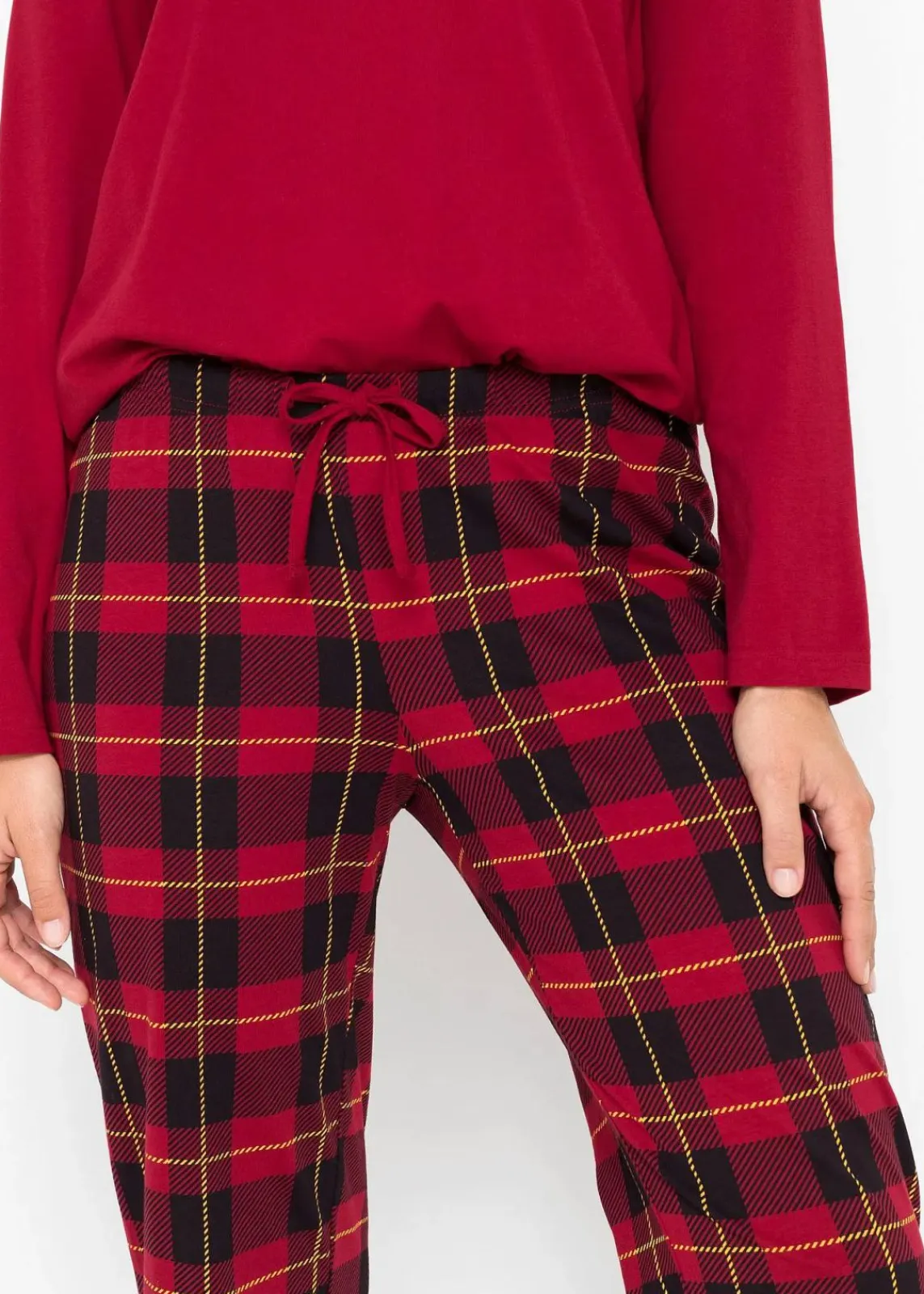 bonprix Nachhaltigere Materialien|Nachtwäsche^Pyjama aus reiner Bio-Baumwolle abendrot kariert