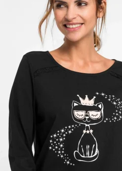 bonprix Wäsche·Nachtwäsche|Nachhaltigere Materialien^Pyjama aus reiner Bio-Baumwolle schwarz bedruckt