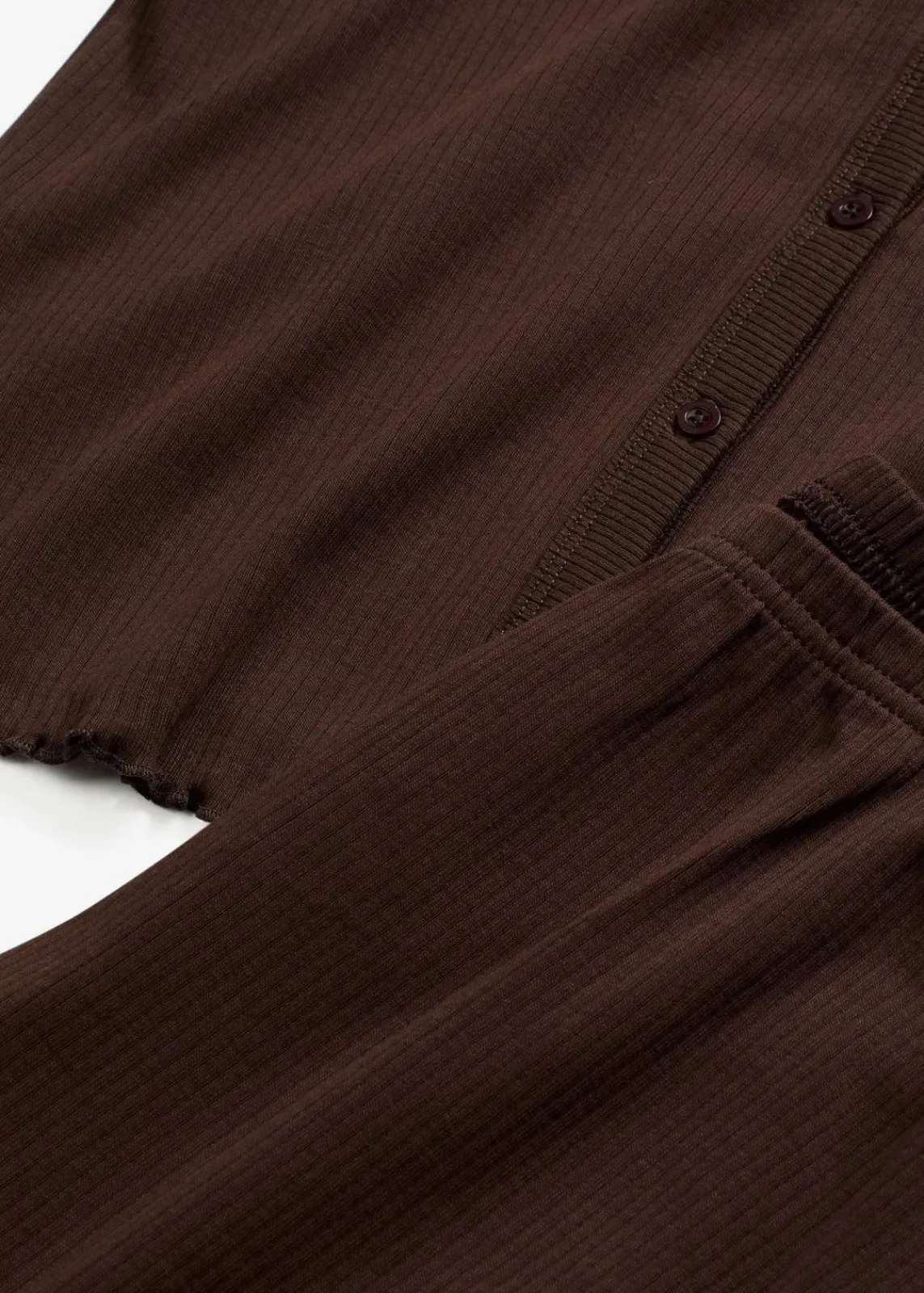 bonprix Wäsche·Nachtwäsche|Nachtwäsche^Pyjama aus Rippe mit Knopfleiste dunkelbraun