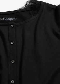 bonprix Wäsche·Nachtwäsche|Nachtwäsche^Pyjama aus weicher Baumwolle schwarz