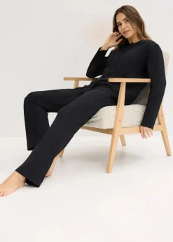 bonprix Wäsche·Nachtwäsche|Nachtwäsche^Pyjama aus weicher Baumwolle schwarz