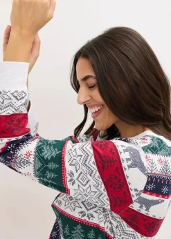 bonprix Wäsche·Nachtwäsche|Nachtwäsche^Pyjama aus weicher Baumwolle mit Geschenktasche naturmeliert bedruckt