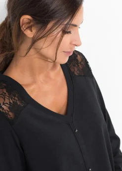 bonprix Wäsche·Nachtwäsche|Nachhaltigere Materialien^Pyjama mit Bio-Baumwolle schwarz/ grau bedruckt