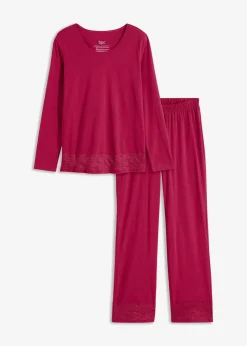 bonprix Wäsche·Nachtwäsche|Nachtwäsche^Pyjama mit dezenter Spitze magenta