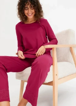 bonprix Wäsche·Nachtwäsche|Nachtwäsche^Pyjama mit dezenter Spitze magenta