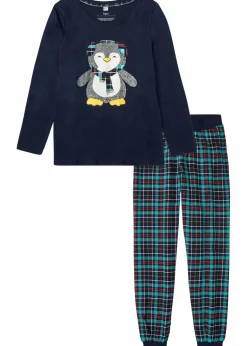 bonprix Wäsche·Nachtwäsche|Nachtwäsche^Pyjama mit Flanellhose dunkelblau kariert