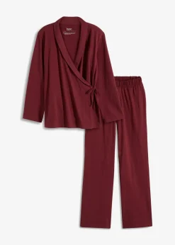 bonprix Wäsche·Nachtwäsche|Nachtwäsche^Pyjama mit Schalkragen dunkelbeere