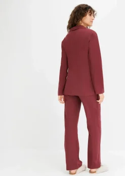 bonprix Wäsche·Nachtwäsche|Nachtwäsche^Pyjama mit Schalkragen dunkelbeere