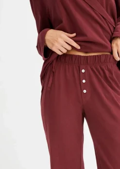 bonprix Wäsche·Nachtwäsche|Nachtwäsche^Pyjama mit Schalkragen dunkelbeere