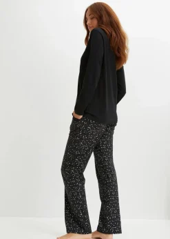 bonprix Wäsche·Nachtwäsche|Nachtwäsche^Pyjama mit schimmerndem Druck schwarz gepunktet