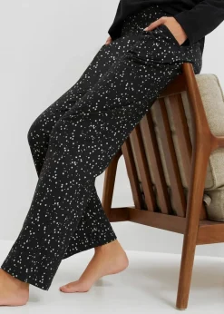 bonprix Wäsche·Nachtwäsche|Nachtwäsche^Pyjama mit schimmerndem Druck schwarz gepunktet
