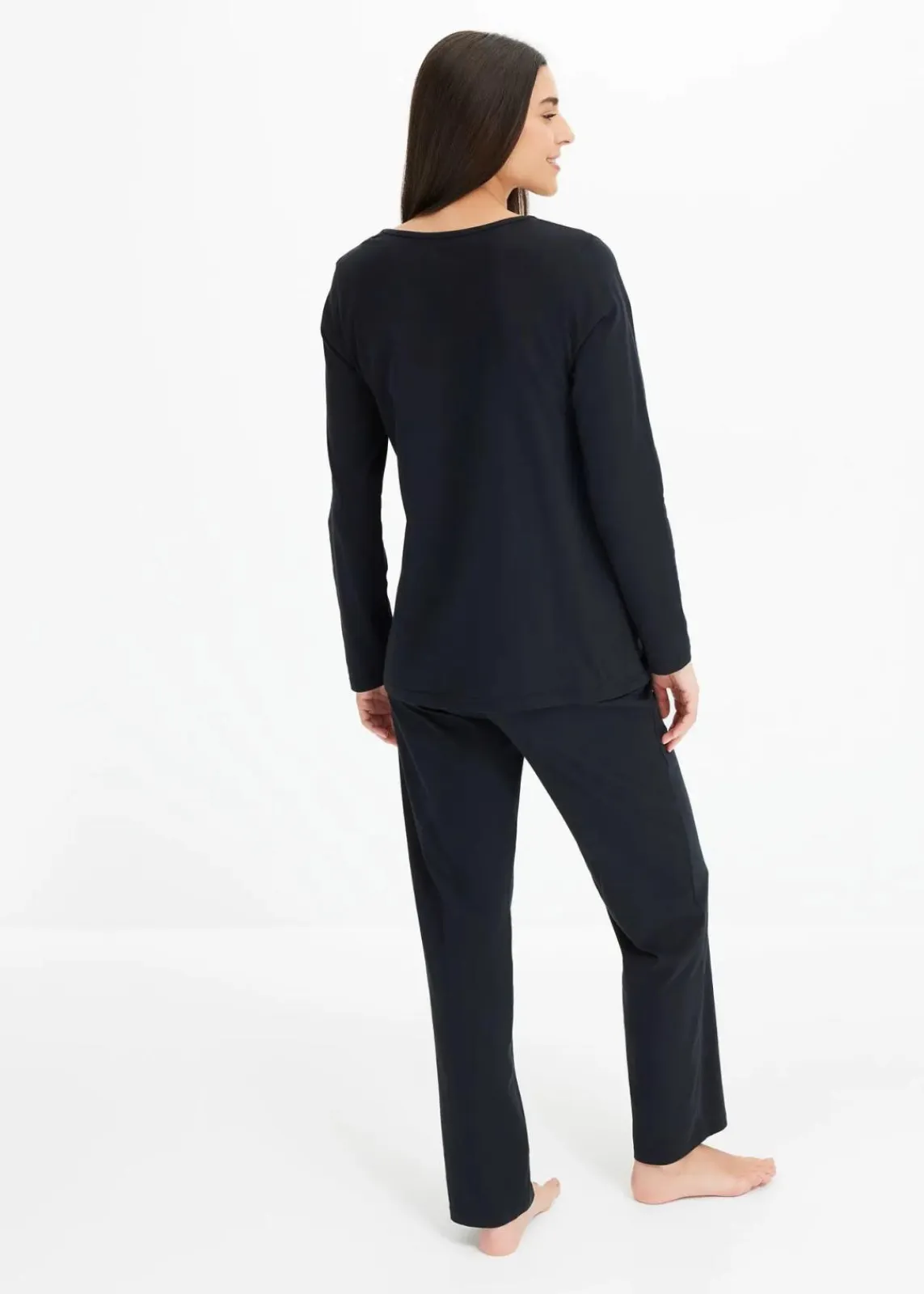bonprix Wäsche·Nachtwäsche|Nachtwäsche^Pyjama mit zarter Spitze schwarz