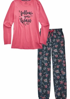 bonprix Wäsche·Nachtwäsche|Nachhaltigere Materialien^Pyjama aus reiner Bio-Baumwolle rauchrose bedruckt