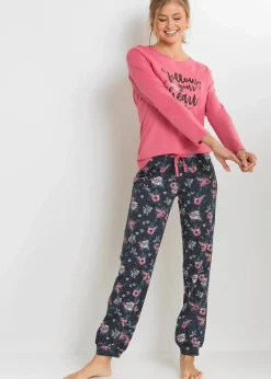 bonprix Wäsche·Nachtwäsche|Nachhaltigere Materialien^Pyjama aus reiner Bio-Baumwolle rauchrose bedruckt
