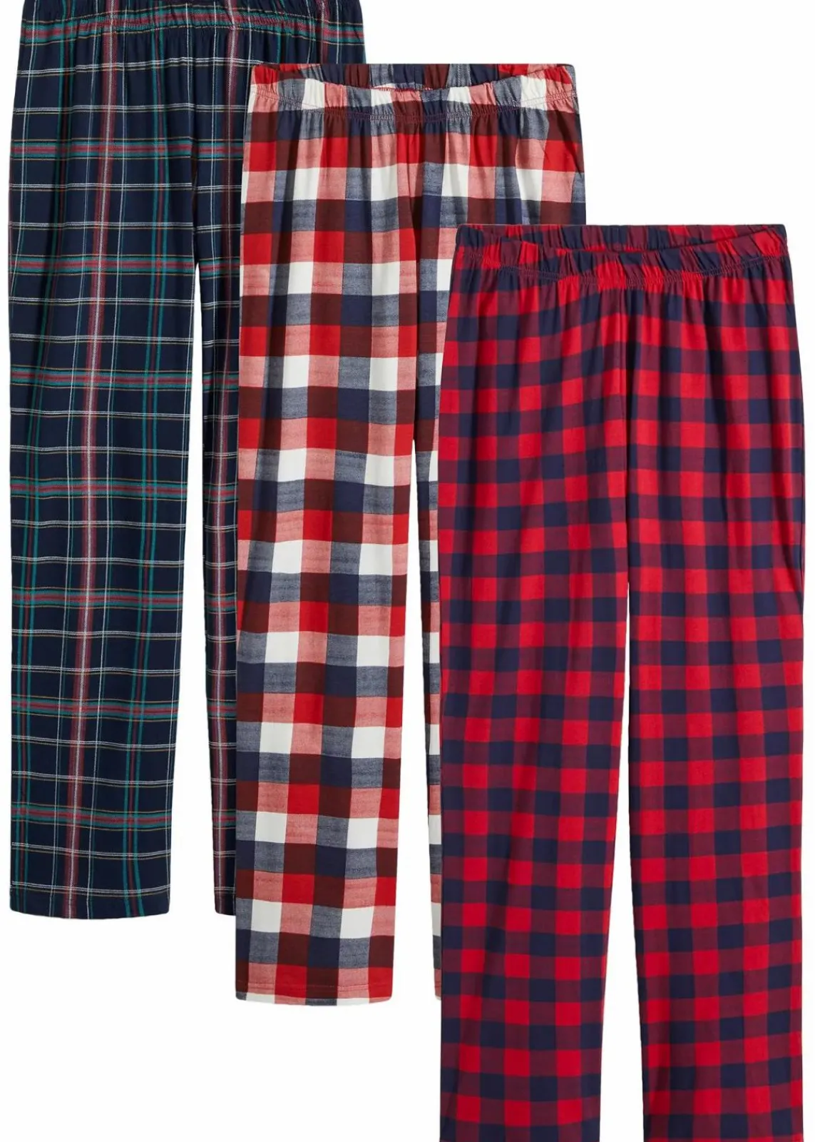 bonprix Nachtwäsche^Pyjamahose aus reiner Baumwolle (3er Pack) dunkelblau/dunkelrot/schwarz kariert