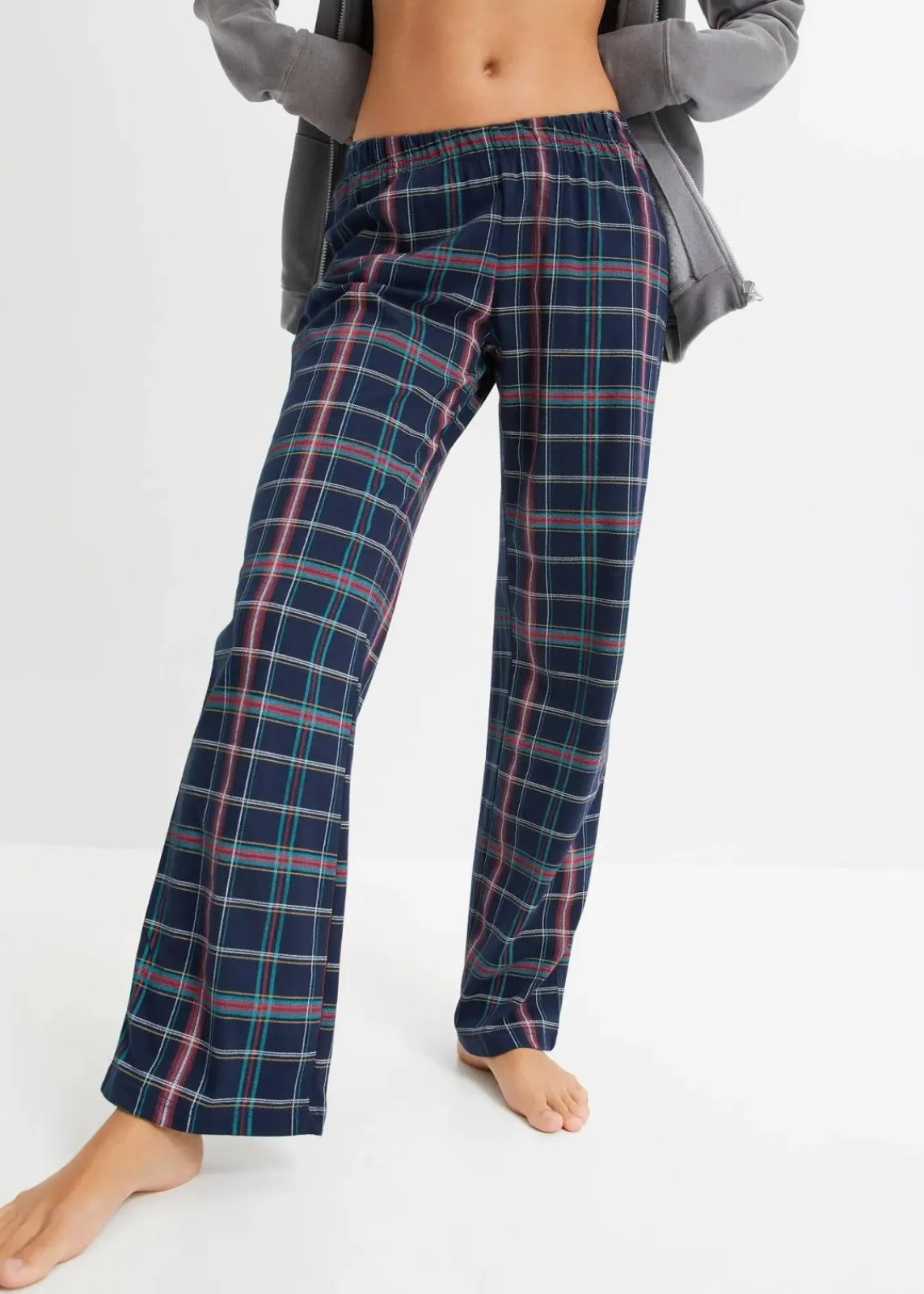 bonprix Nachtwäsche^Pyjamahose aus reiner Baumwolle (3er Pack) dunkelblau/dunkelrot/schwarz kariert