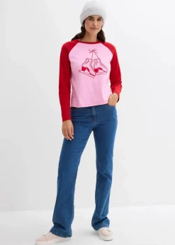 bonprix Nachhaltigere Materialien|Shirts & Tops^Raglanshirt aus reiner Bio-Baumwolle rosa/salsarot