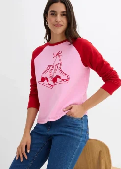 bonprix Nachhaltigere Materialien|Shirts & Tops^Raglanshirt aus reiner Bio-Baumwolle rosa/salsarot