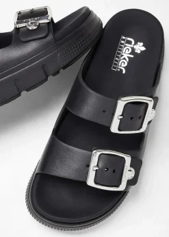 Rieker High Heels|Komfortschuhe^Komfort-Plateau-Pantoletten mit leichter Sohle schwarz