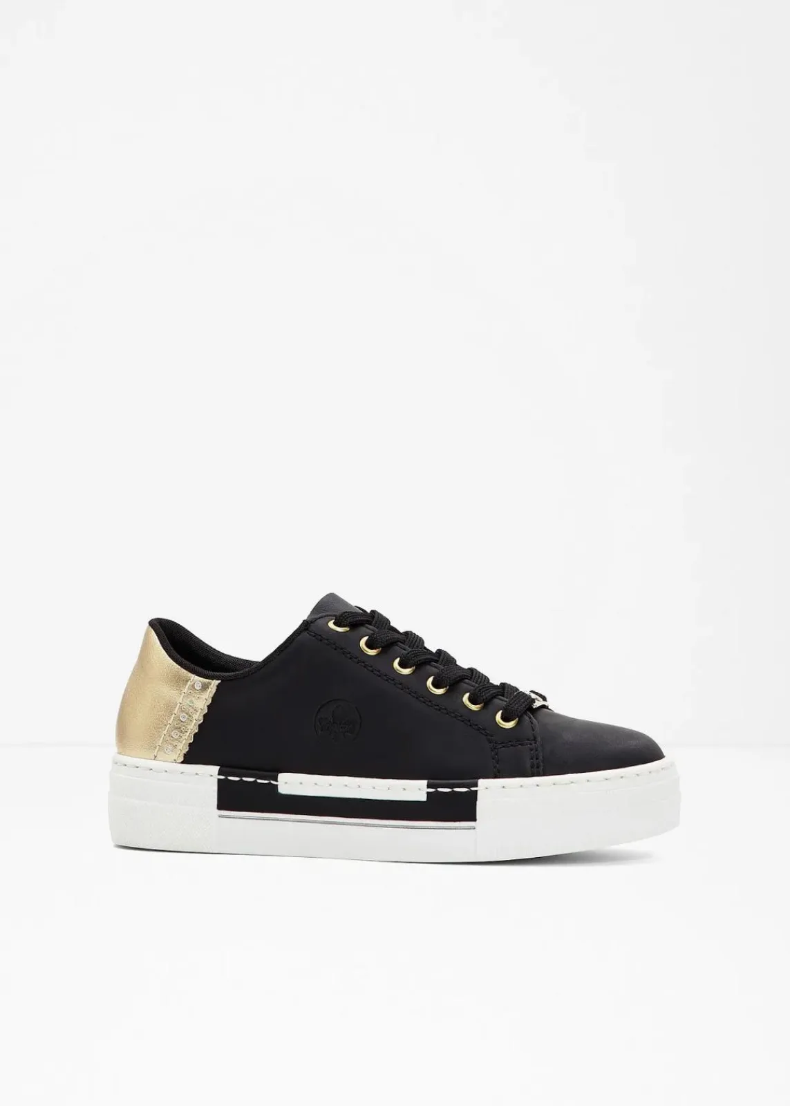 Rieker High Heels|Komfortschuhe^Komfort-Plateau-Sneaker mit leichter Sohle schwarz/gold