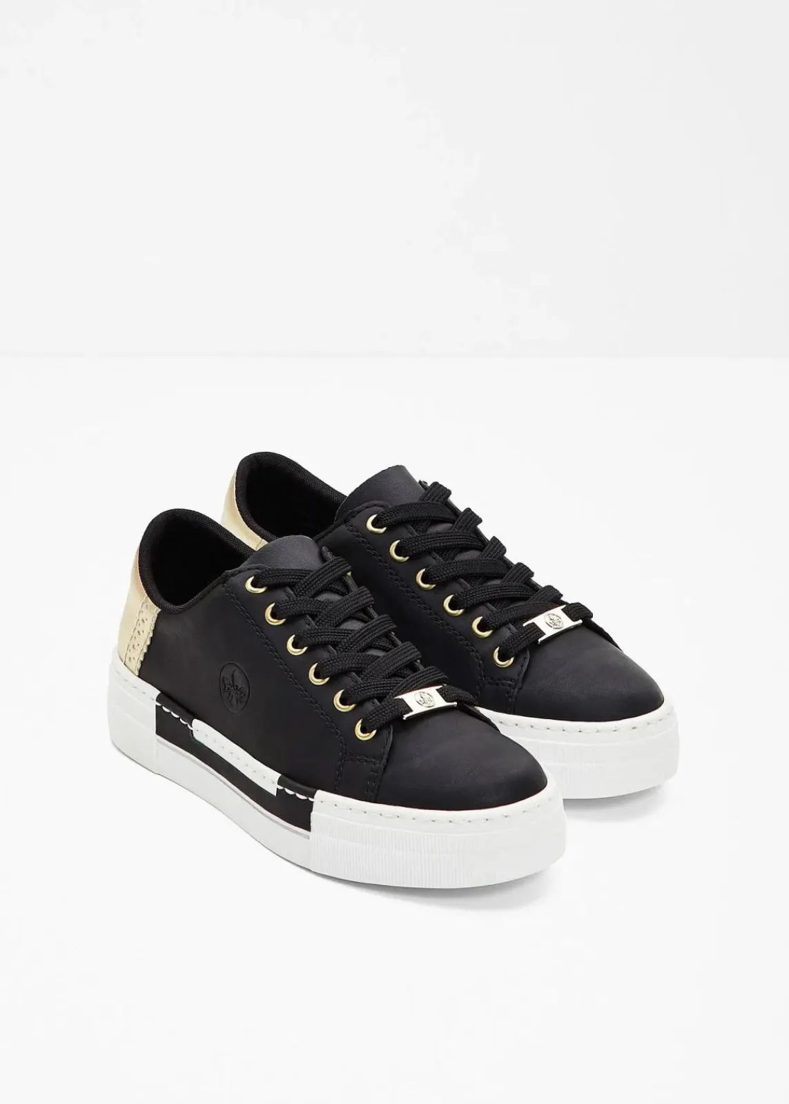 Rieker High Heels|Komfortschuhe^Komfort-Plateau-Sneaker mit leichter Sohle schwarz/gold