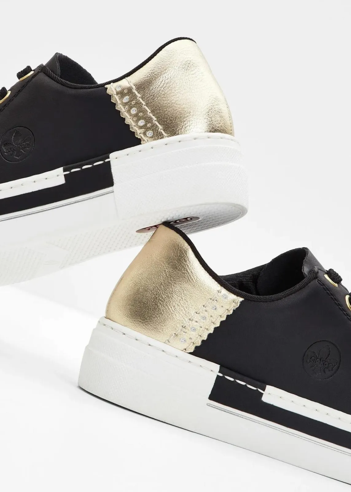 Rieker High Heels|Komfortschuhe^Komfort-Plateau-Sneaker mit leichter Sohle schwarz/gold