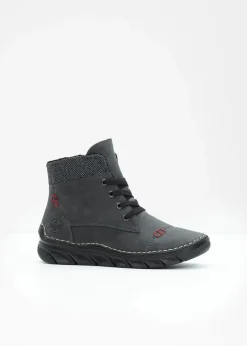 Rieker Komfortschuhe|Gefütterte Winterschuhe^Schnür Boot dunkelgrau