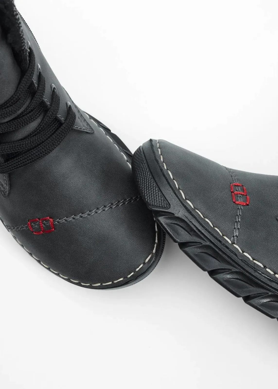 Rieker Komfortschuhe|Gefütterte Winterschuhe^Schnür Boot dunkelgrau