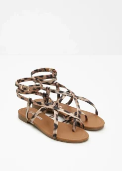 bonprix Sommerschuhe^Riemchensandalen beige leo bedruckt