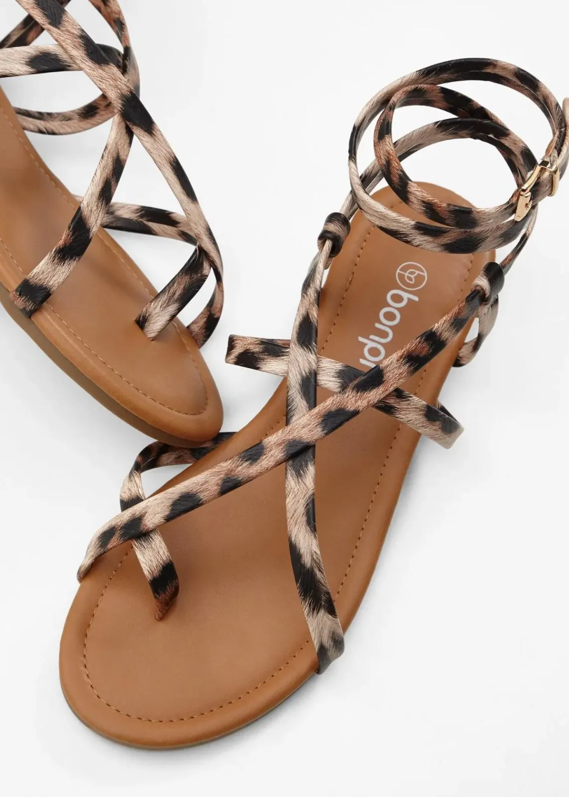 bonprix Sommerschuhe^Riemchensandalen beige leo bedruckt