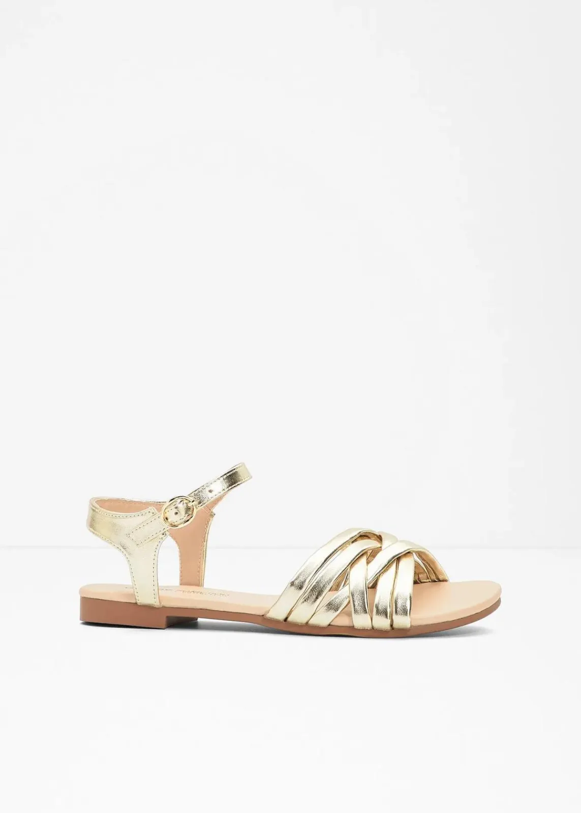 bonprix Sommerschuhe^Riemchensandalen in Metallic-Optik gold