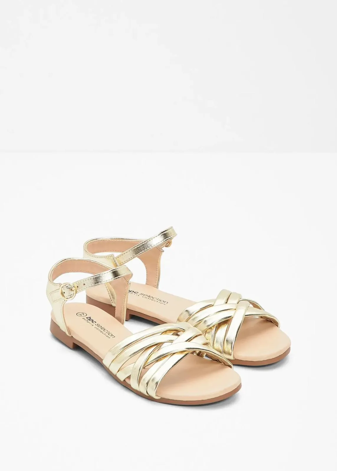 bonprix Sommerschuhe^Riemchensandalen in Metallic-Optik gold