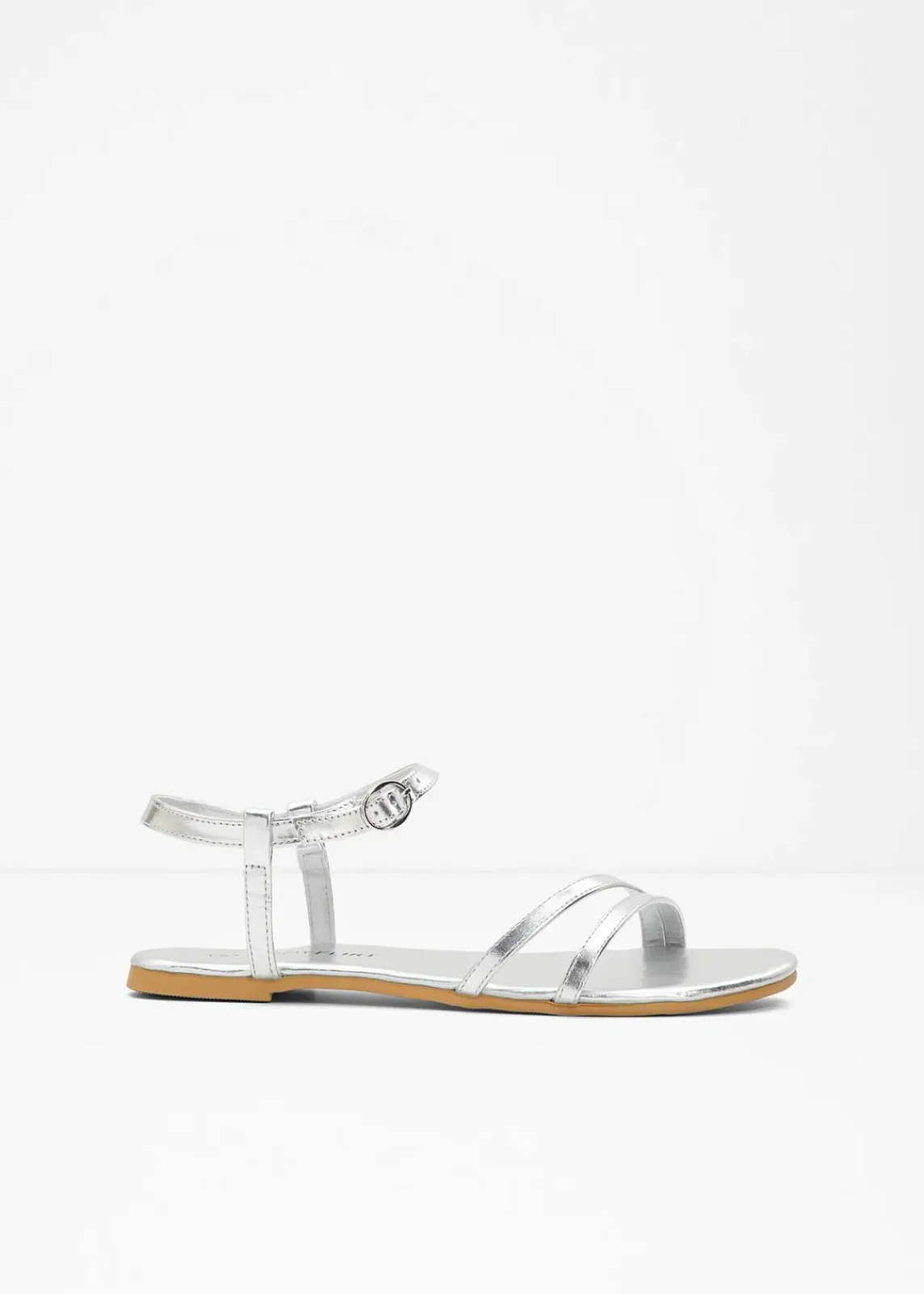 bonprix Sommerschuhe^Riemchensandalen in Metallic-Optik silber metallic