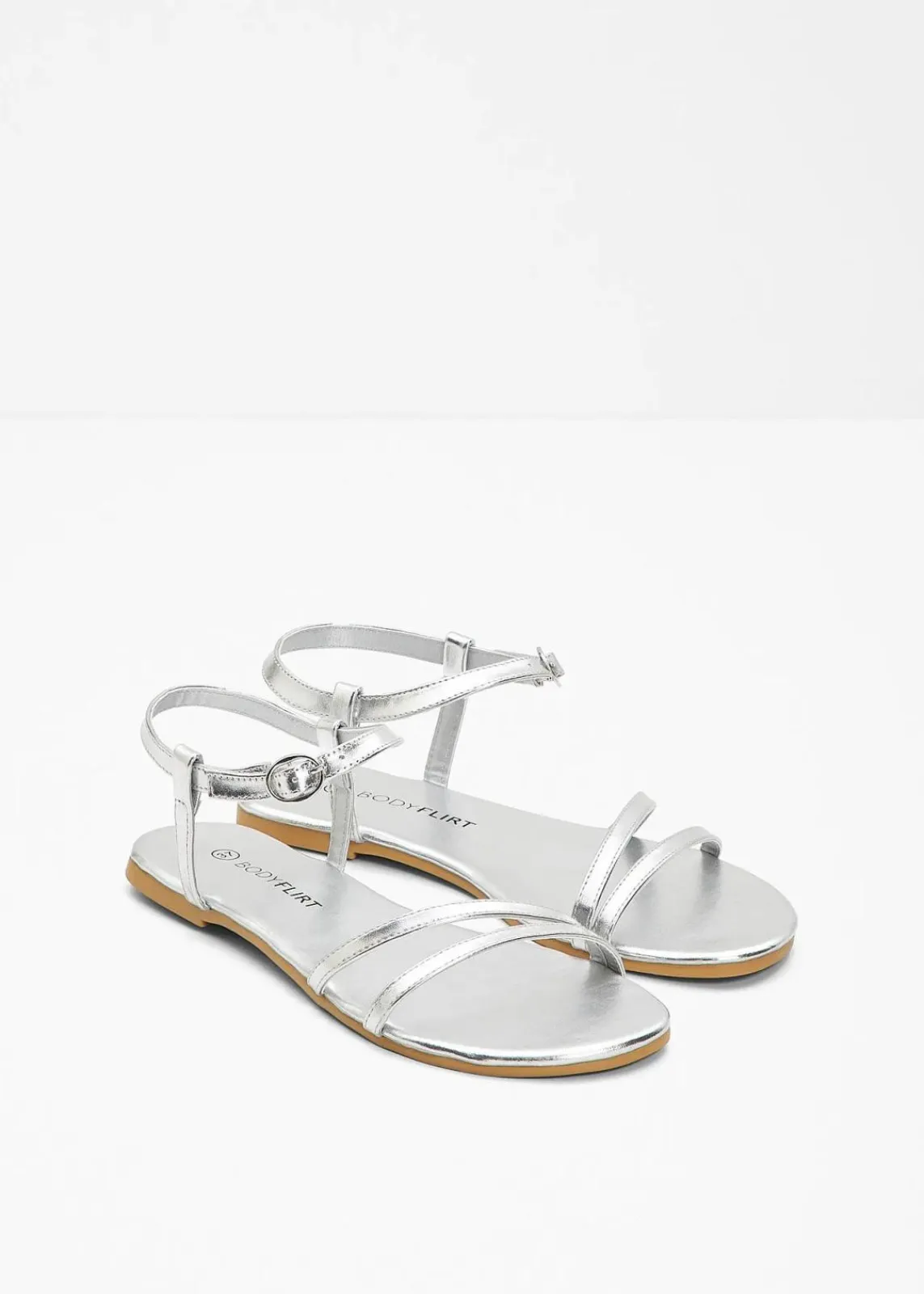 bonprix Sommerschuhe^Riemchensandalen in Metallic-Optik silber metallic