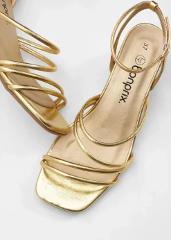 bonprix Sommerschuhe|Festliche Mode^Riemchensandaletten in Metallic-Optik gold metallic
