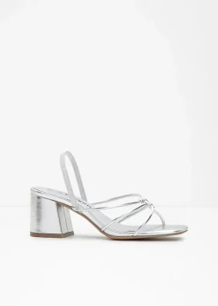 bonprix Festliche Mode|Sommerschuhe^Riemchensandaletten mit Blockabsatz silber metallic