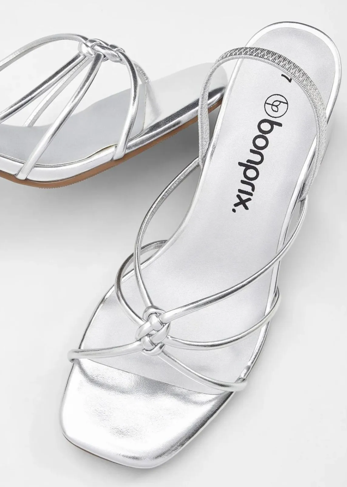 bonprix Festliche Mode|Sommerschuhe^Riemchensandaletten mit Blockabsatz silber metallic