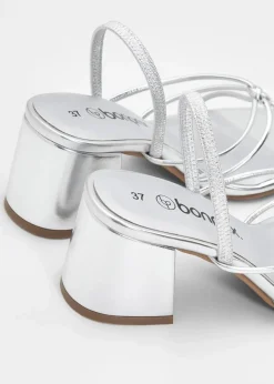 bonprix Festliche Mode|Sommerschuhe^Riemchensandaletten mit Blockabsatz silber metallic